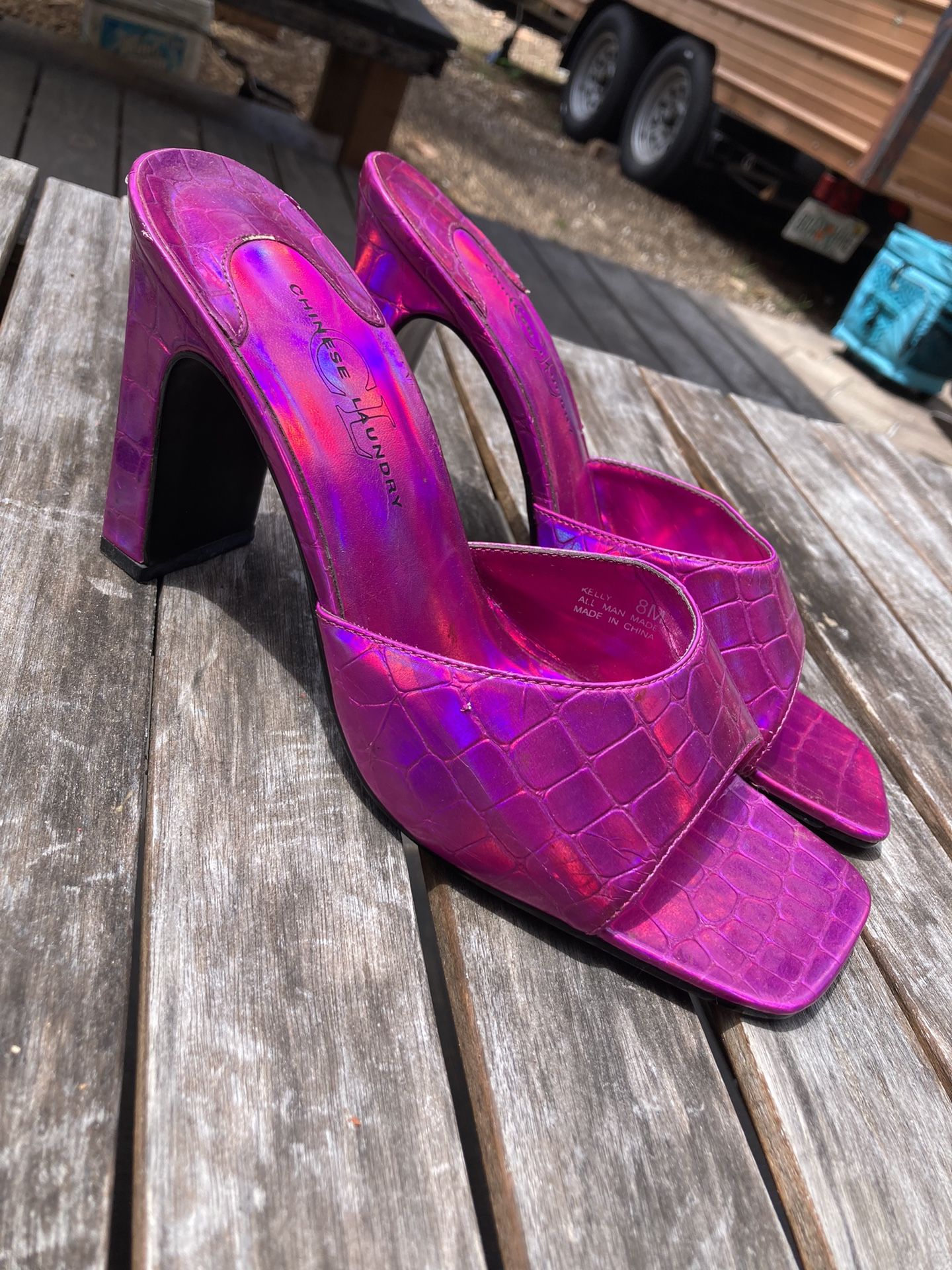 Pink Snakeskin High Heel Shoes Size 7