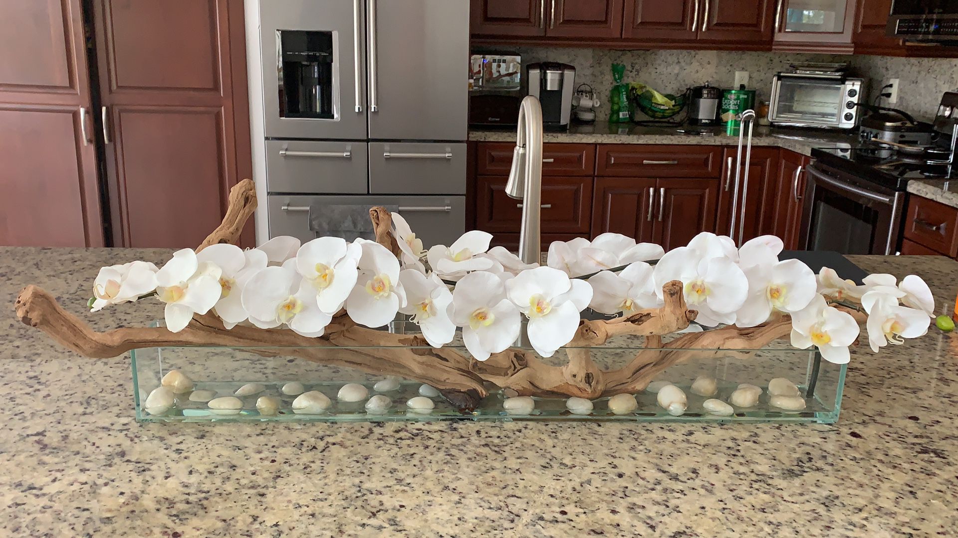 Fake plant arrangements orchids white artificially for kitchen o living room , Orquídeas artificiales adorno cocina o sala