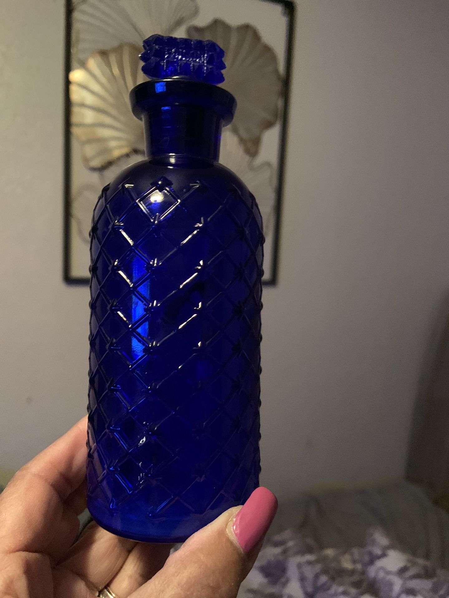 Vintage Colbalt Blue Poison Bottle 6 1/4 Inches