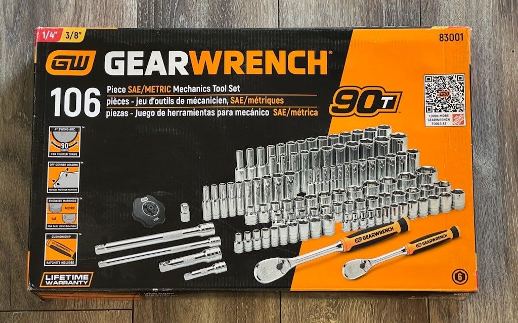 GearWrench 1/4 In. And 3/8 In. Drive 6Point Tooth Ratchet (106Piece