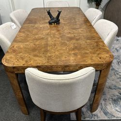 Furniture- 7 Pc Oak Mappa Burle Dining Set- Prescott