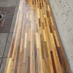 Small desk made from reclaimed wood.