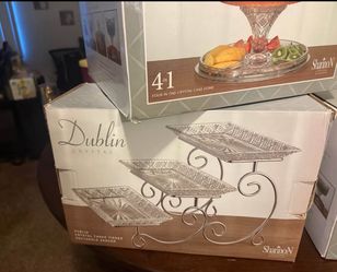 3 Tier Serving Stand Silver Art 3 Tier Glass Buffet Serving Tray for Desserts, Fruits, Salads, Cakes