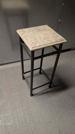 Metal Side Table with Marble Top