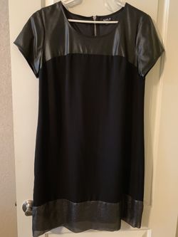 Dress, black with shimmering on hemline
