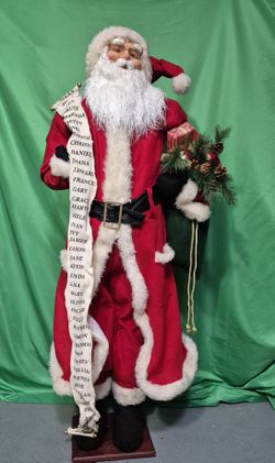 Vintage Life Size 5 Ft Traditional Santa Claus Figure w/ Good Boys & Girls List