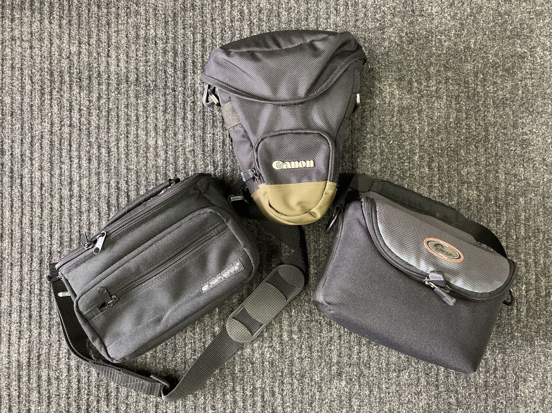 Three Small, Padded Camera Bags: CANON, LOWEPRO, SAMSONITE
