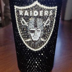Raiders Bedazzled Tumbler With Straw