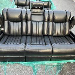 Theater Seating – Dual Power Reclining Sofa & Console Loveseat (LED + USB)