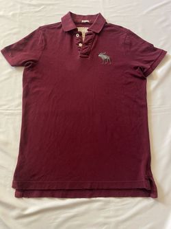 Abercrombie Fitch A&F AF Polo Shirt Short Sleeve Top Burgundy Tee Men XL