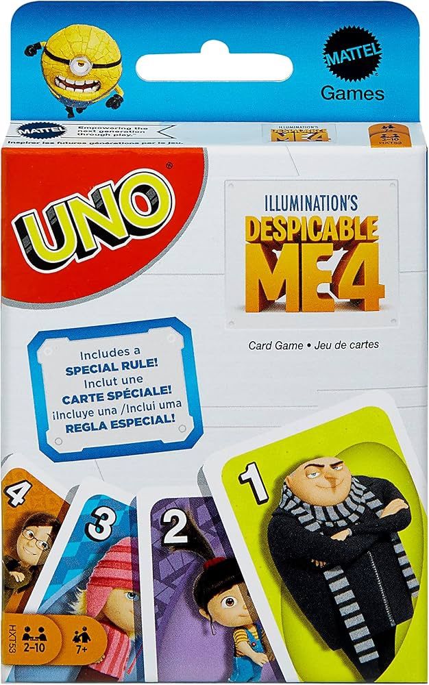 Mattel Games UNO Despicable Me 4 Card Game for Family w/ Deck Inspired by Movie