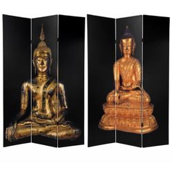 Buddha 2 Sided Privacy Screen, 3 Panel