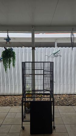 Large Black Metal Bird Cage with Stand