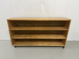 Vintage Solid Wood Rolling Bookcase / Shelving Unit