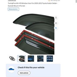 TuningPros WV-413 Window Visor For 2005-2012 Toyota Avalon Sedan - Outside Mount 4 Pcs Set