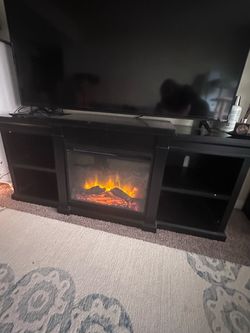 Black Electric Fireplace TV Stand