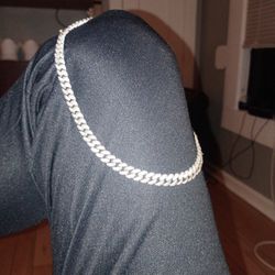 8mm 2 Row Round S925 D Color Vvs1 Moissanite Cuban Necklace 18inch 41 Grams