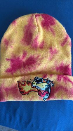 Tie-Dye Knit Beanie with Embroidered Patch