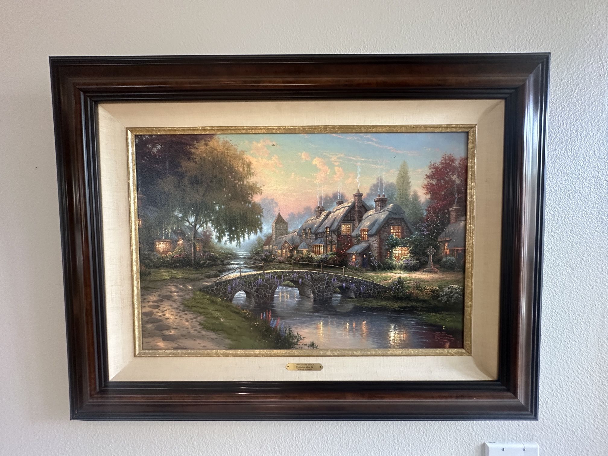 Signed Thomas Kinkade Cobblestone Bridge Limited Edition Gallery Proof - #517 of 1,100 made - signed!