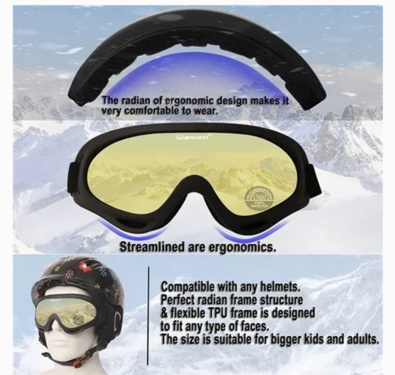 Outdoor Sparta 2-Pack Snow Ski Goggles, Snowboarding Goggles Motorcycle Glasses