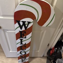 4ft Candy Cane Shaped Welcome Sign