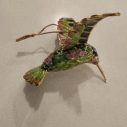 Vintage Handcrafted cloisonné hummingbird ornament. 