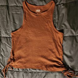 Brown Cropped Ruched Tank Top (Size L)