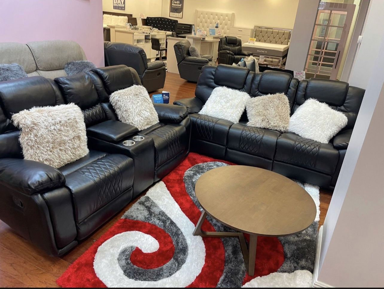 COMFY NEW SANTIAGO RECLINING SOFA AND LOVESEAT SET ON SALE ONLY 1199. IN STOCK SAME DAY