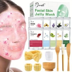 10 Pack Jelly Mask Powder With Face Mask Mixing Bowl Set, Mothers Day Spa Gifts For Wife Jelly Mask For Facials Professional, Off Hydrojelly Mask, Mas