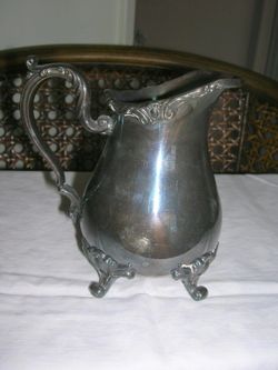 Heavy Vintage Silverplate Ornate Coffee Tea Pitcher Jug by SILVER CO