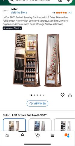 360° Swivel Jewelry Cabinet with Full Length Mirror