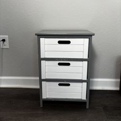 3-Drawer Wooden Storage Cabinet – Gray & White