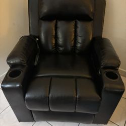 Reclinable Marrón De Piel Con Control