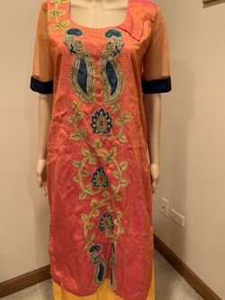 Raw Silk Kurti with Kalamkari Patches