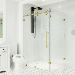 Shower Enclosure,35 in. L x 46 in. W x 74 in. H Frameless Sliding Shower Enclosure