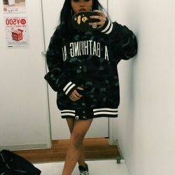 Vintage Bape Grey Camo Stadium Football Sweat Jacket 