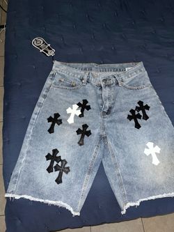 Chrome heart jean shorts and B.B simon belt