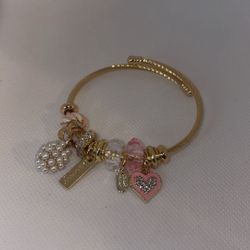 Chic Gold Bracelet with Pink and Clear Charms