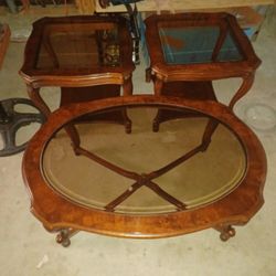 3 Glass Tables Set