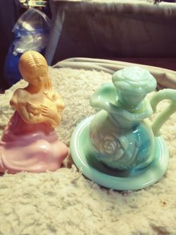 Vintage Avon Moonwind Bath Oil Milk Glass Bottle And Avon Roses Roses Pink Girl Cologne Bottle