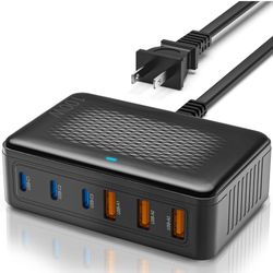 Brand New      100W 6 Port USB C Fast Charger Block,Charging Station Hub for Multiple Devices,Wall Charger Power Strip Adapter Plug Cube for All iPhon