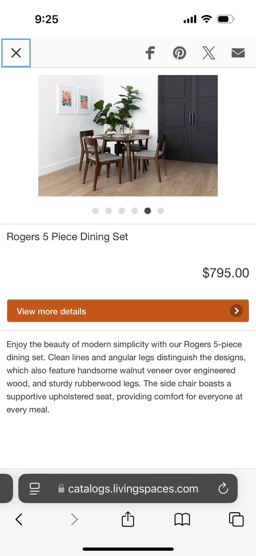 Living Spaces Rogers Dining Set