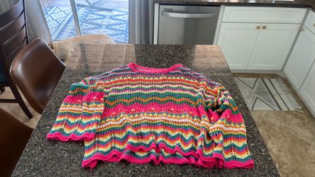 Bright and cute crotchet sweater!
