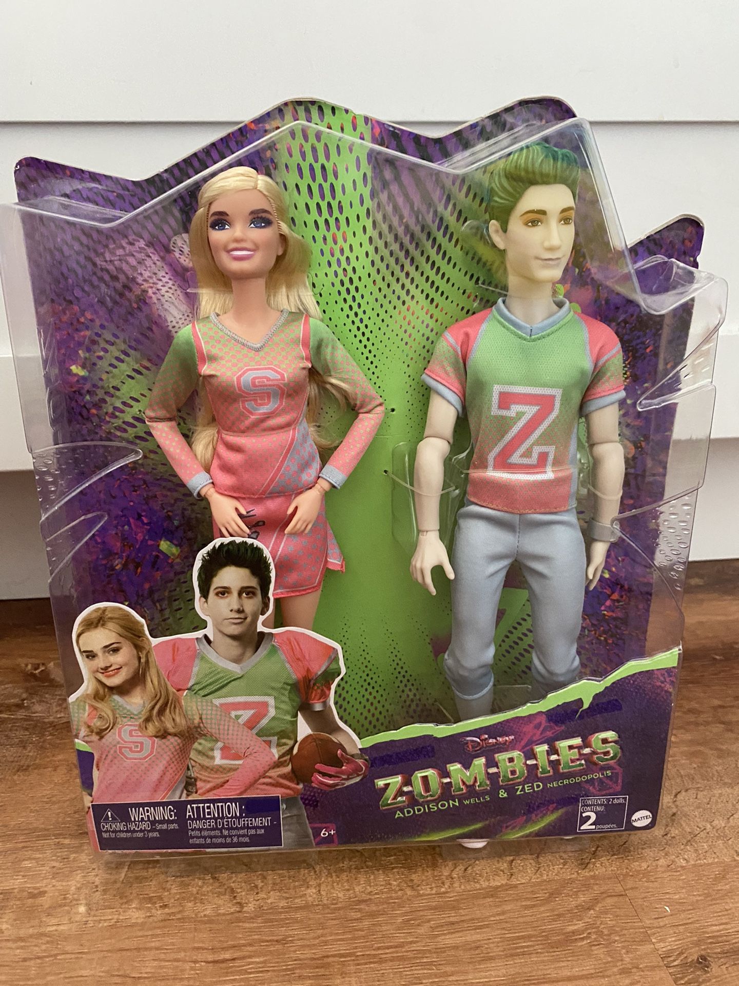 Zombies Disney 2-Pack, Addison Cheerleader and Zed Football Player Dolls 12-in
