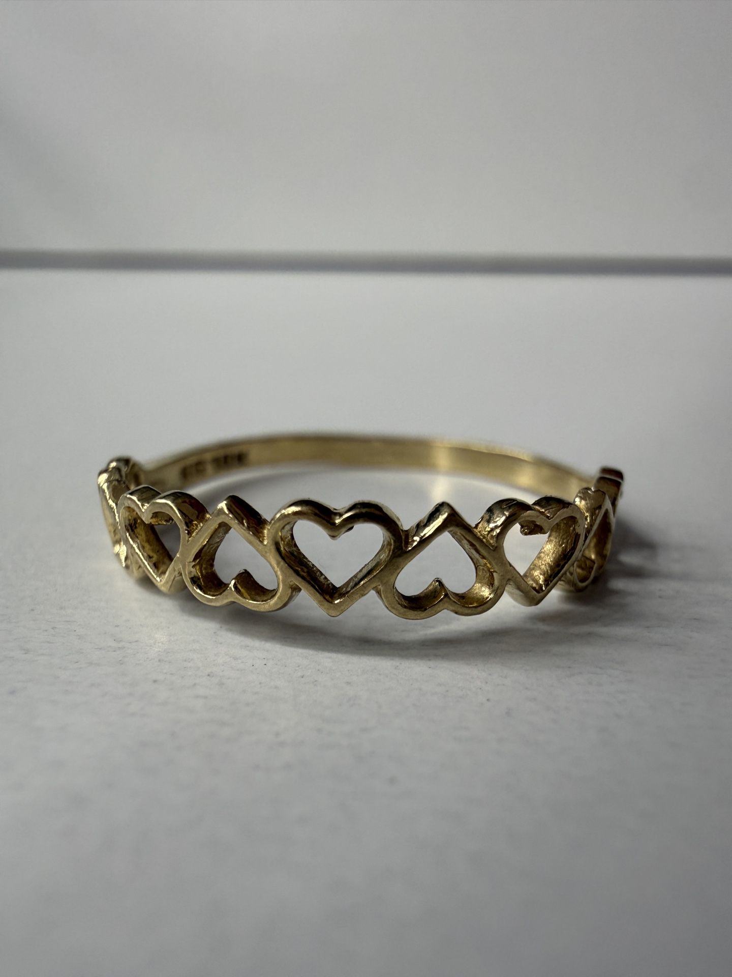 Real 10k Yellow Gold Open Heart Band Ring Size 7 Width 2mm