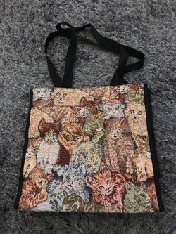 Cat Themed Tote Bag colorful; heavy duty fabric