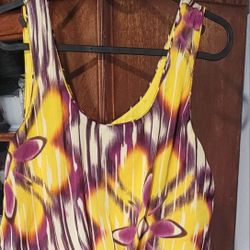 Vince Camuto Sleeveless Floral Dress Yellow And Purple Women's Size 4