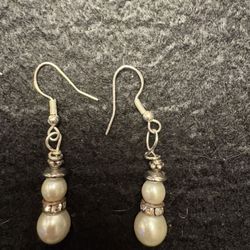 Faux Pearl Dangle Earrings