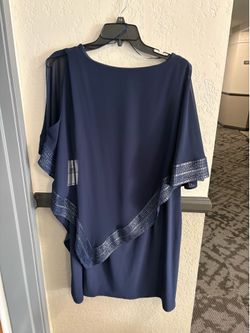 SLNY Navy Blue Silver Sequin Dress Size 14 (new with tags!)