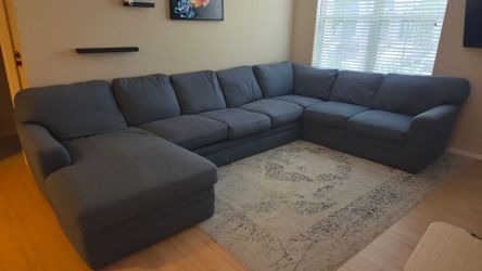 Living Spaces 3-Piece Indigo  Sectional Couch w/LH Chaise